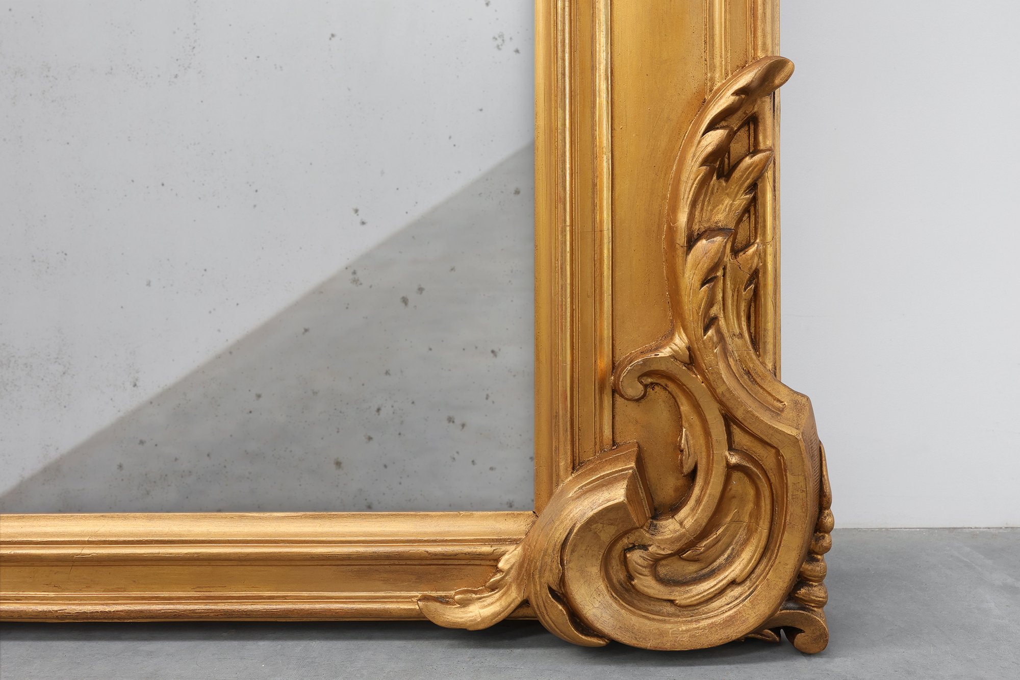 Large Napoleon III Gold-Coloured Mirror with Putti and Floral Crest, France, 1870thumbnail