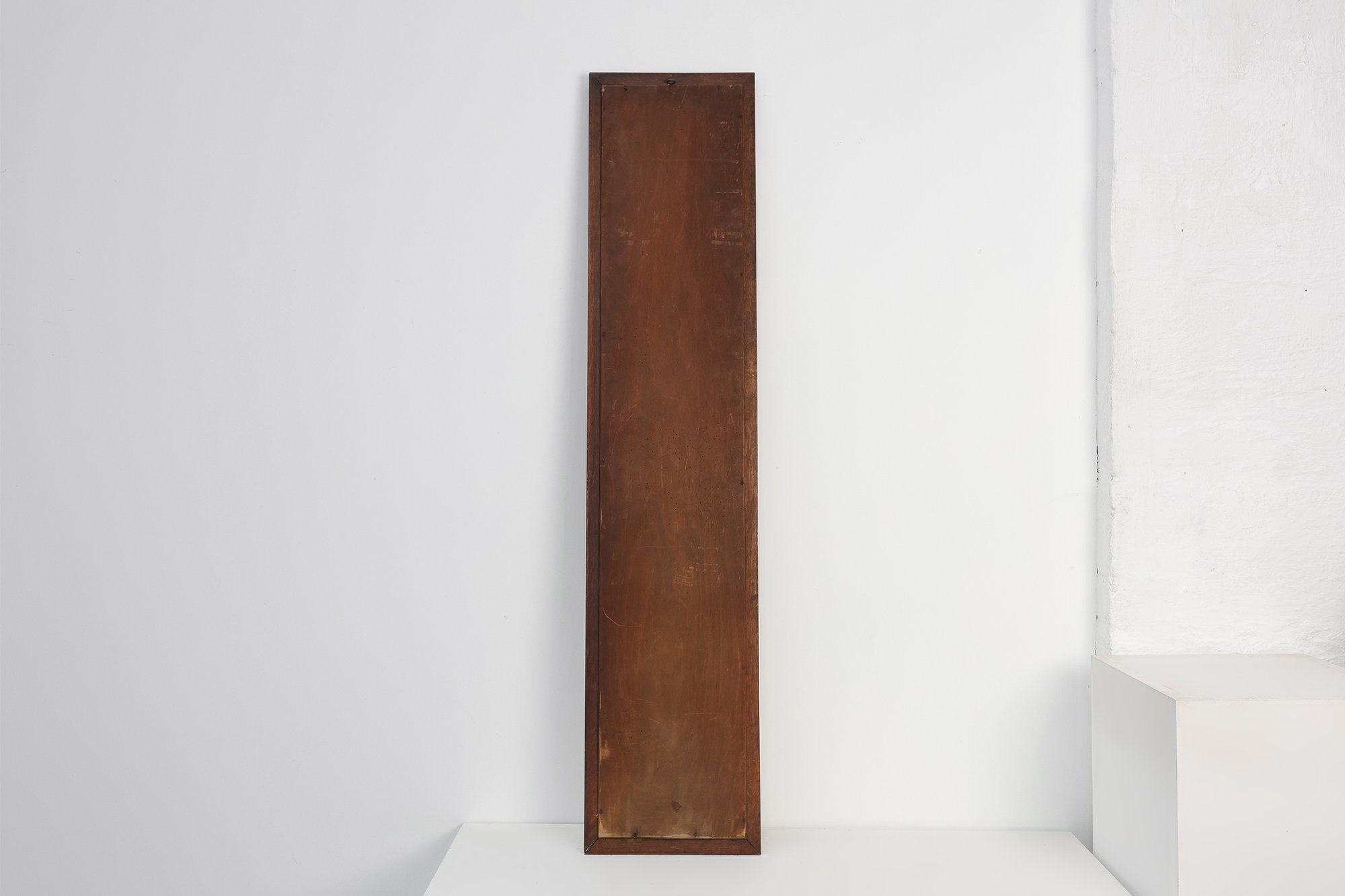 Art Deco Tall Narrow Oak Mirror with Moulded Frame, Belgium, 1920thumbnail