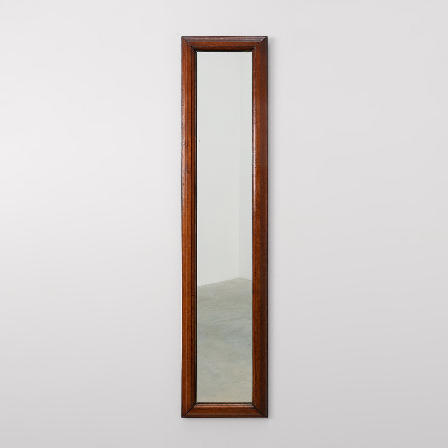 Art Deco Tall Narrow Oak Mirror with Moulded Frame, Belgium, 1920-img