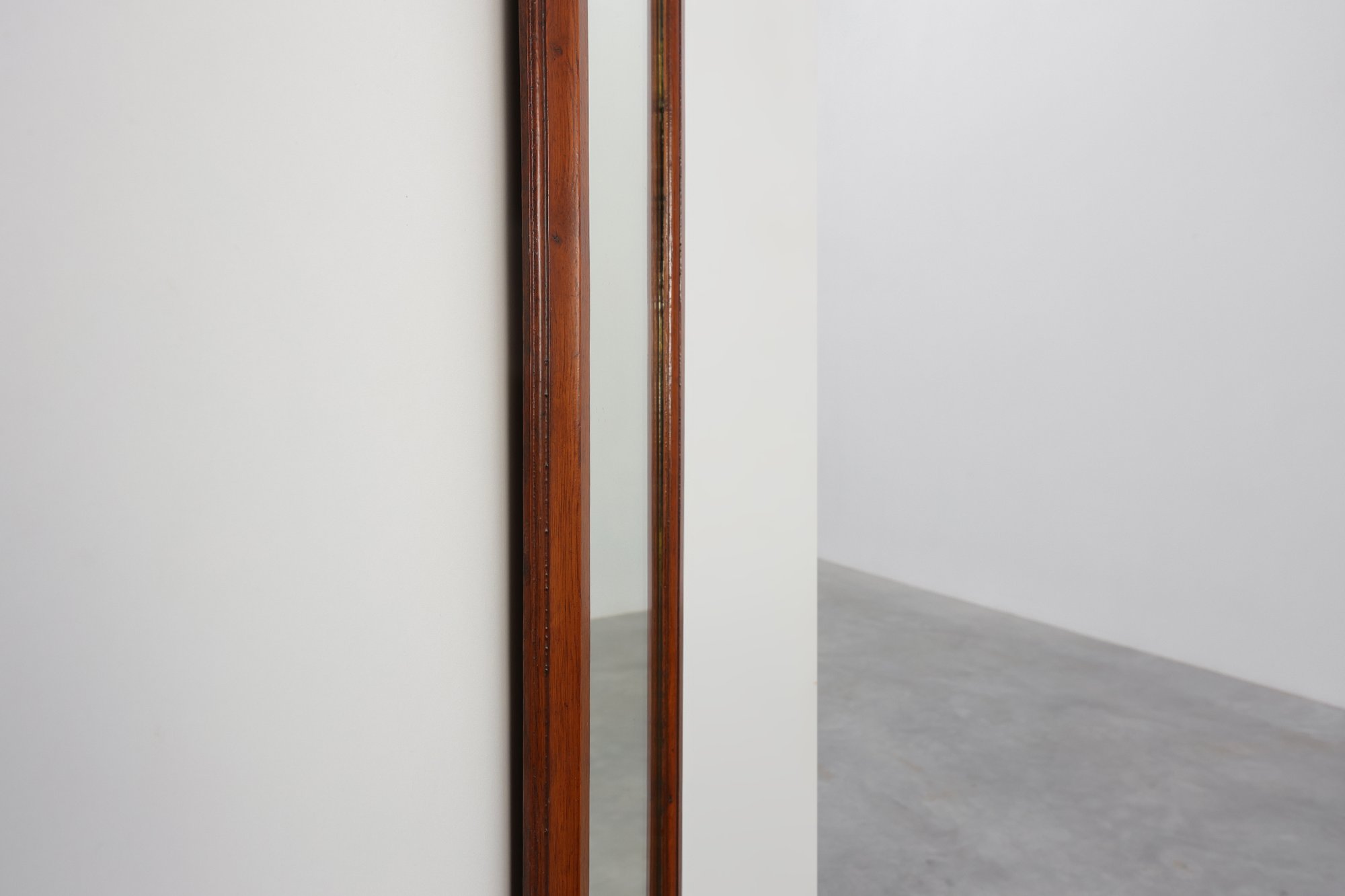Art Deco Tall Narrow Oak Mirror with Moulded Frame, Belgium, 1920thumbnail