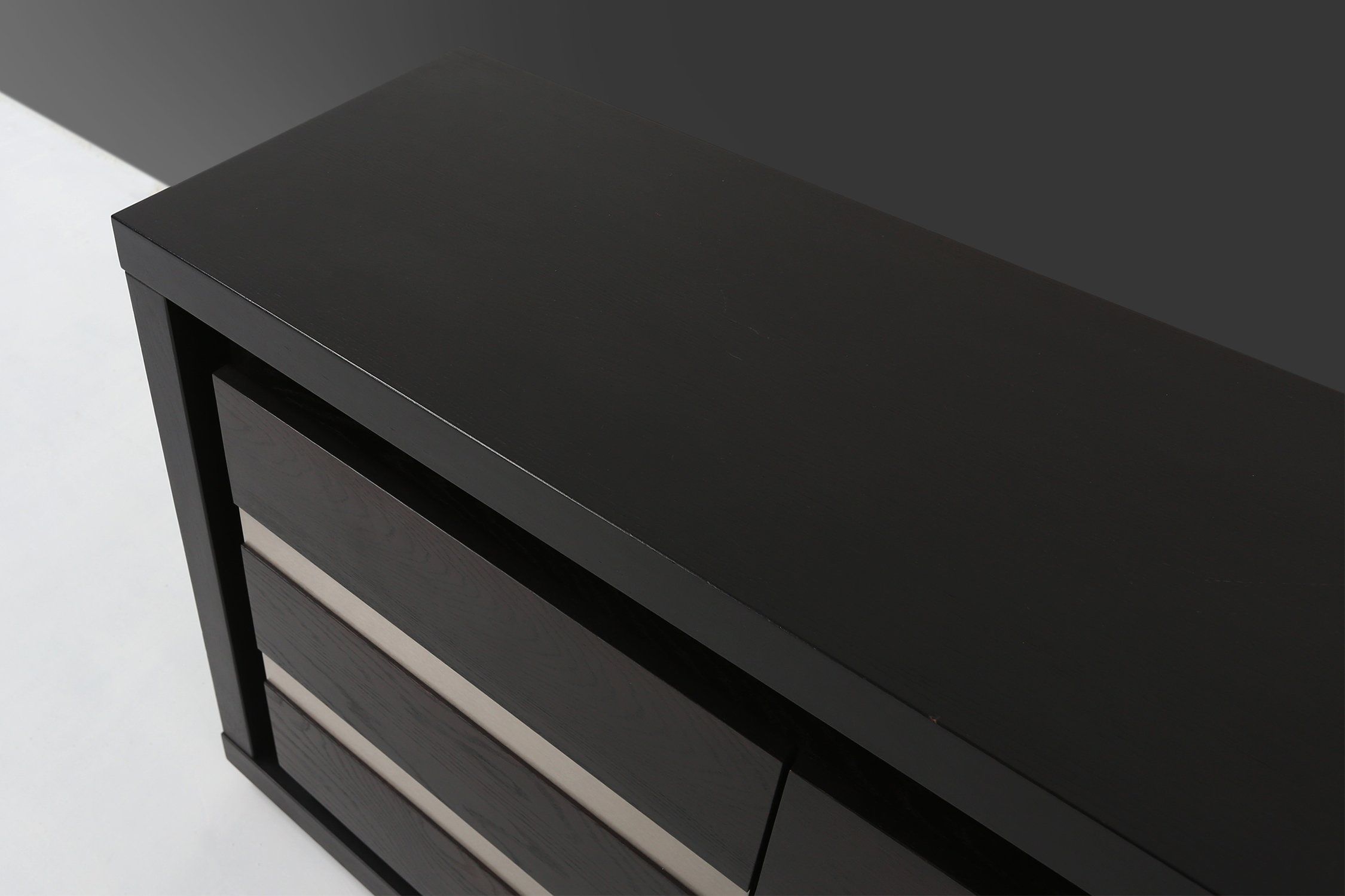 Brutalist Mid-century Belgian Black Oak Sideboard, Belgium 1970sthumbnail