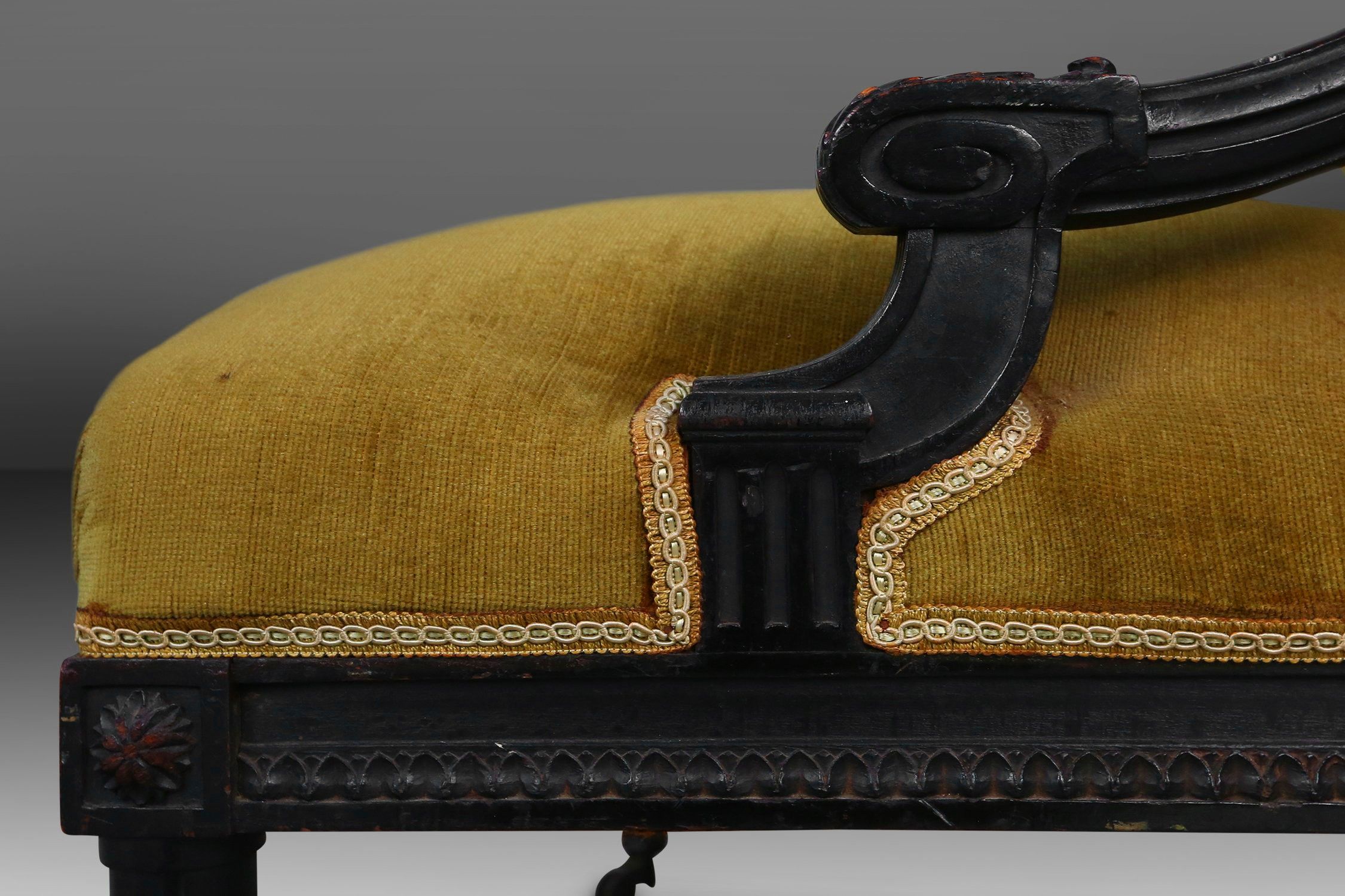 French Empire style  Black Wood and Velvet Armchair, 1850sthumbnail