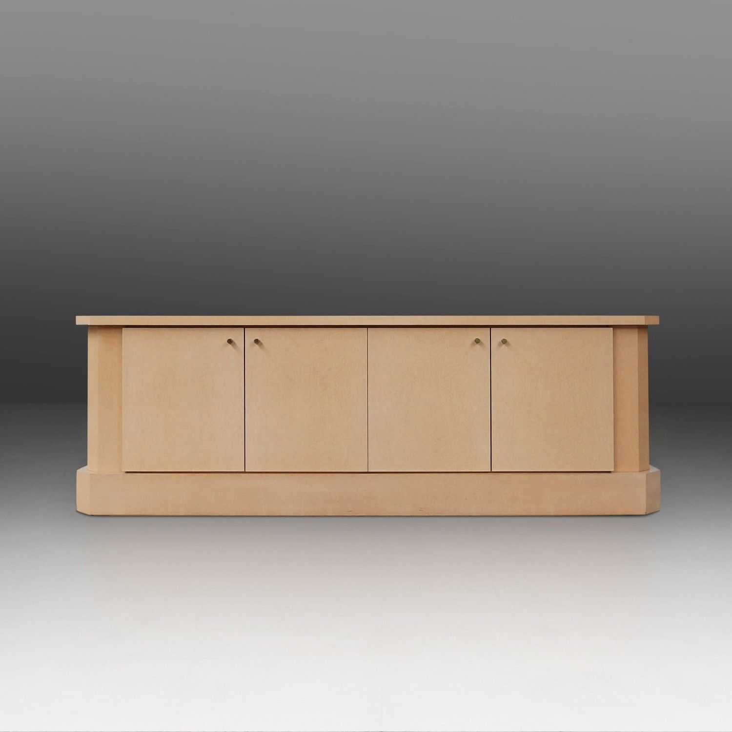 Ivory Lacquer Sideboard in burl wood by Jean Claude Dresse, 1970s-img