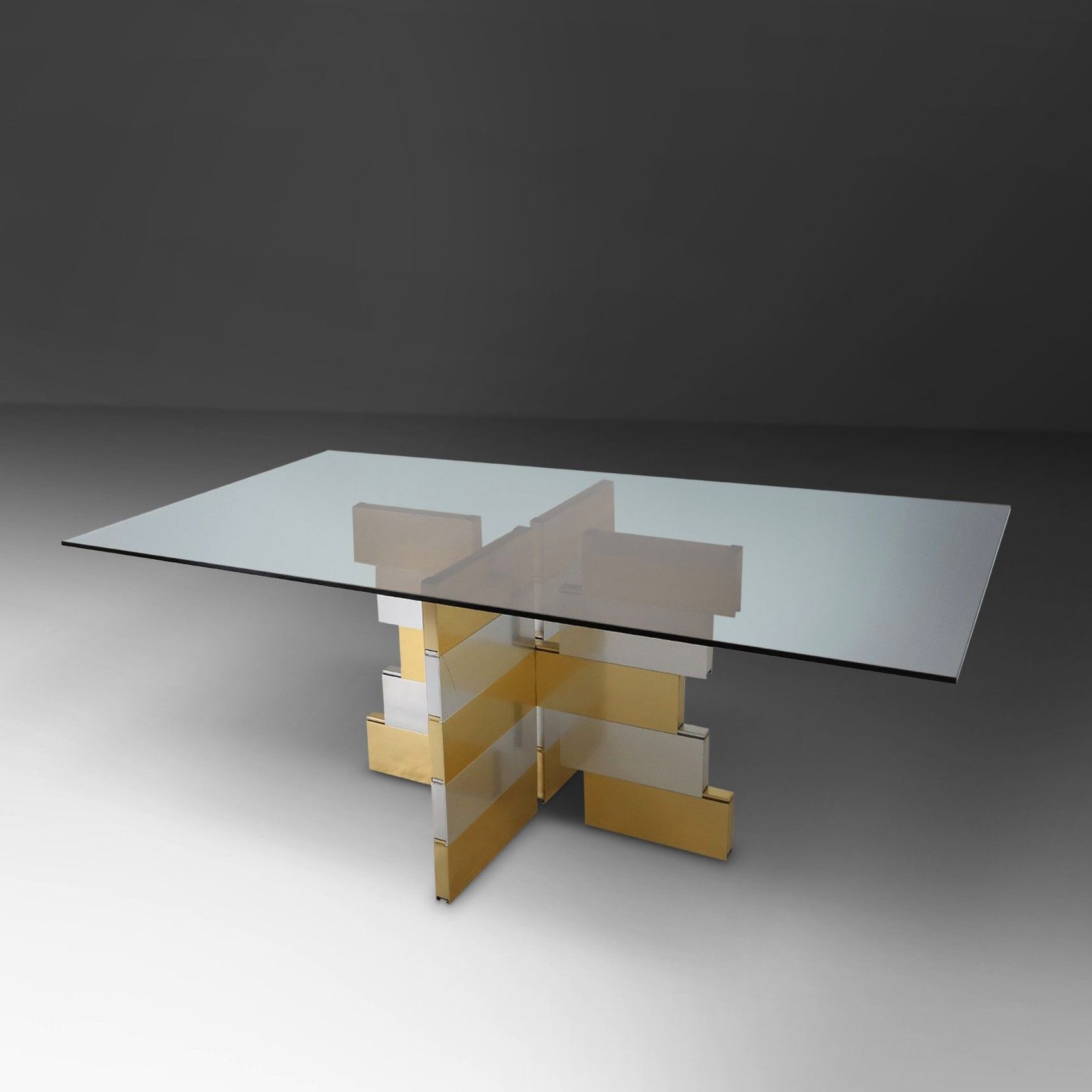 Postmodern dining table in the manner of Paul Evans, 1970s-img