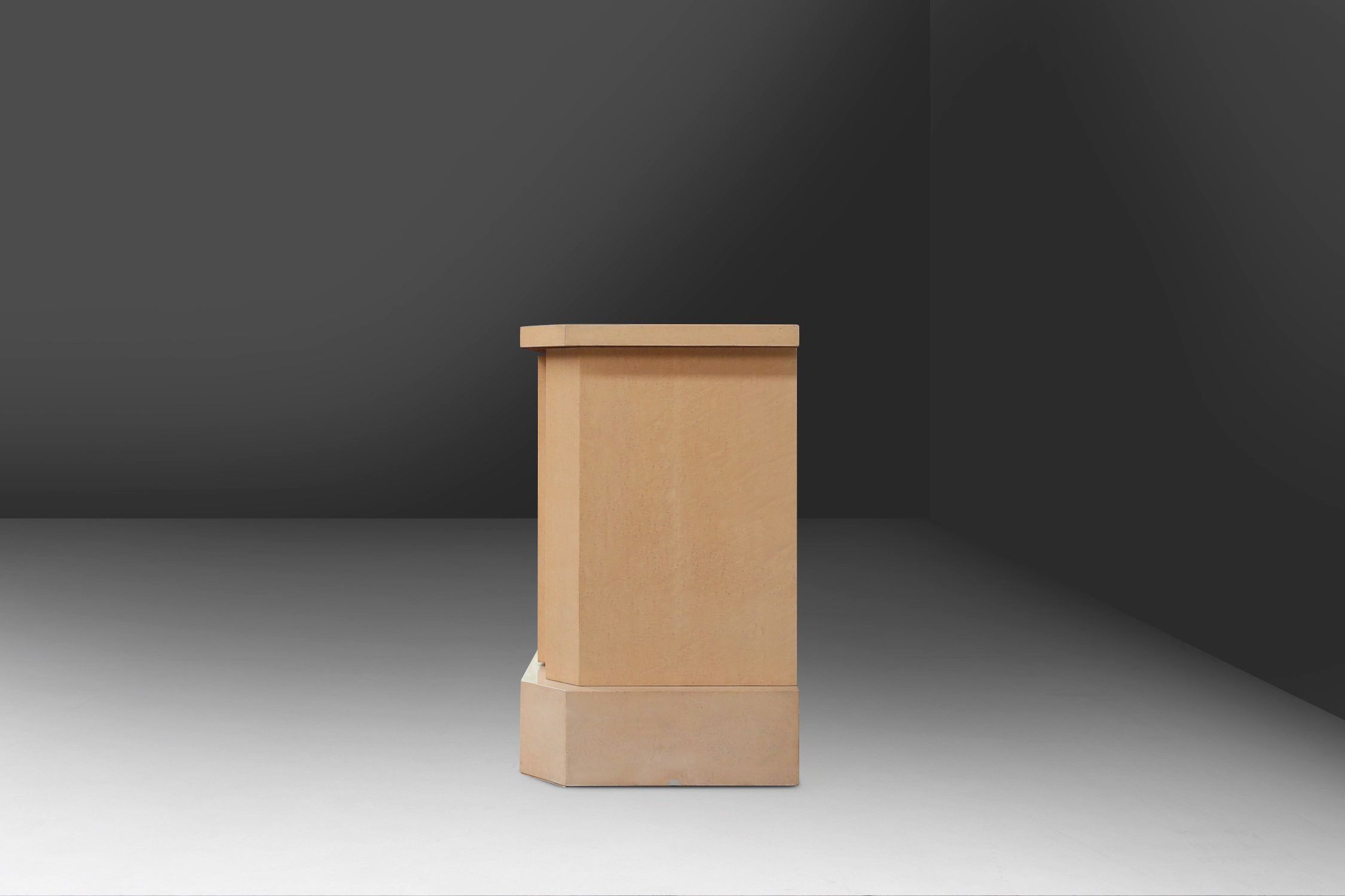 Ivory Lacquer Sideboard in burl wood by Jean Claude Dresse, 1970sthumbnail