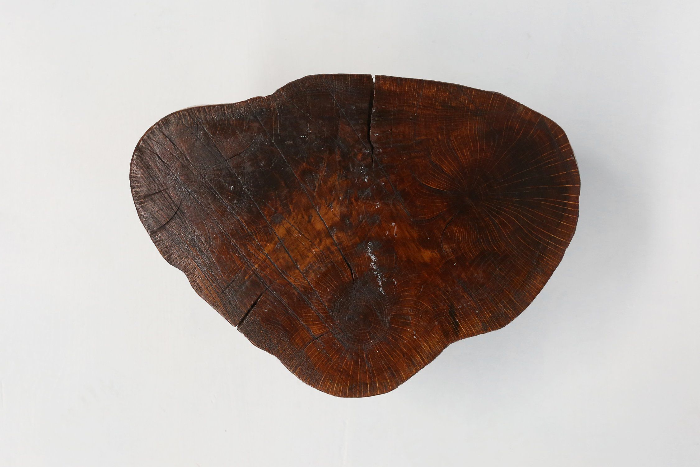 Rustic low Wooden tripod tree trunk Side Table, Belgium ca. 1900thumbnail