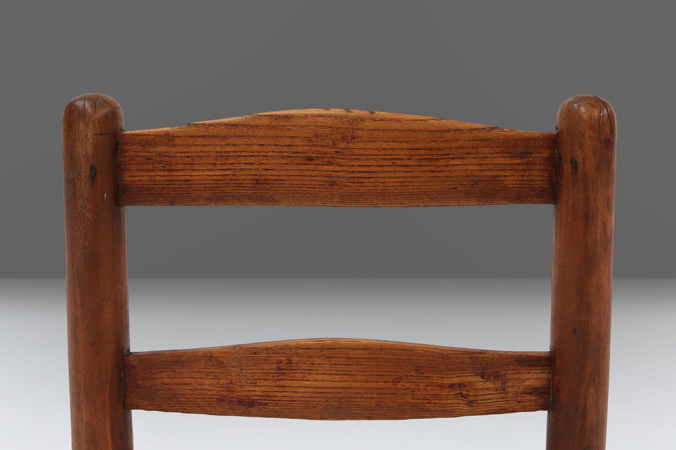 French Wabi-Sabi wood and wicker side Chair, 1850sthumbnail