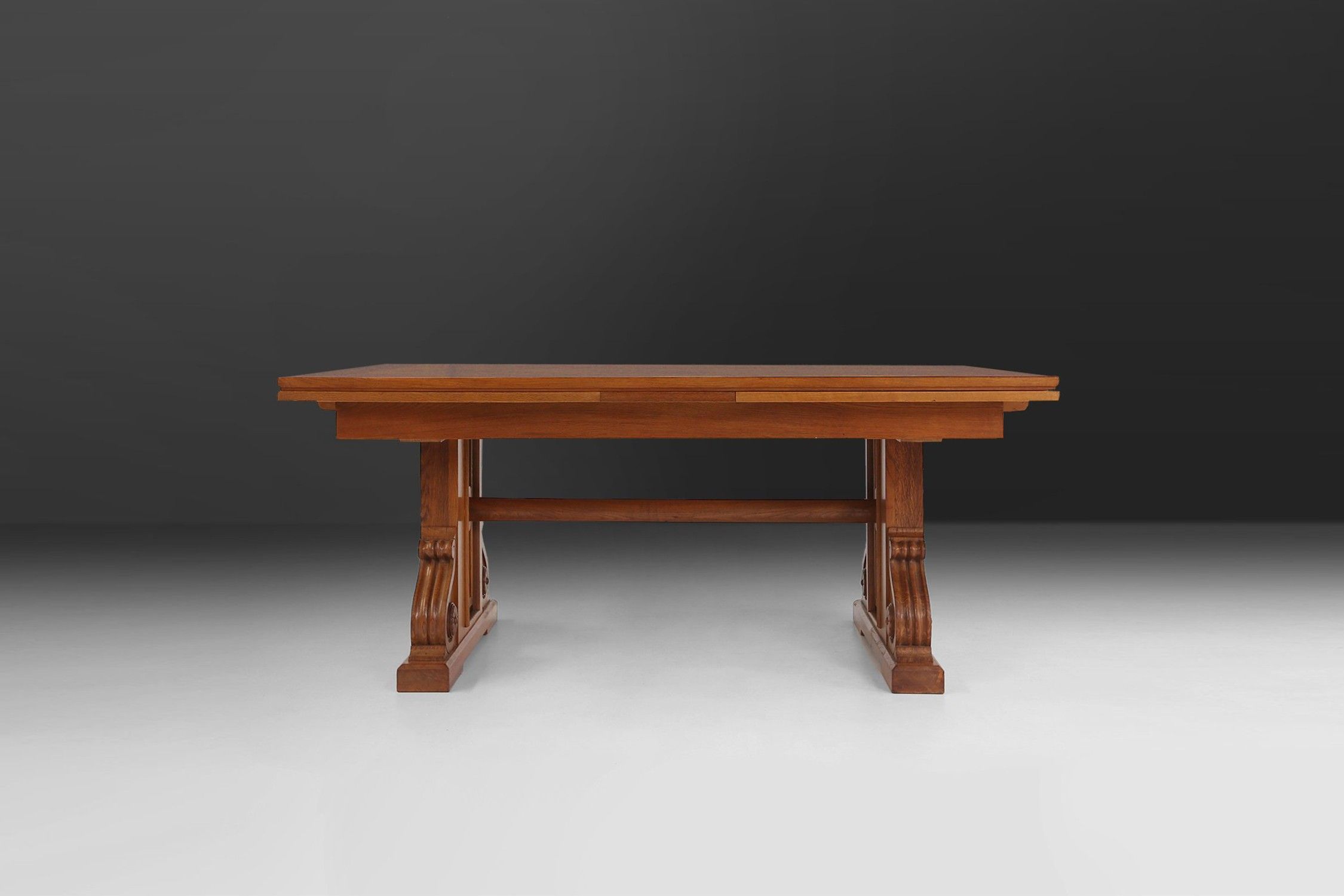 Extendable Art Deco Dining Table in full oak, 1940sthumbnail