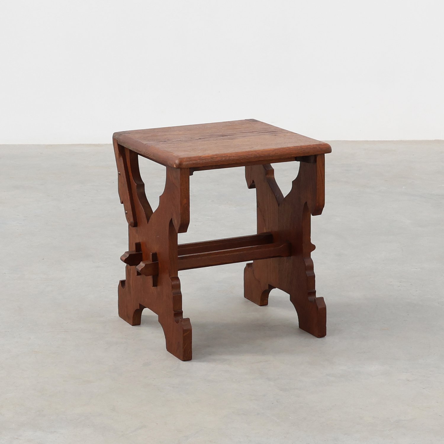 Belgian Arts & Crafts Oak Stool,  1890-img